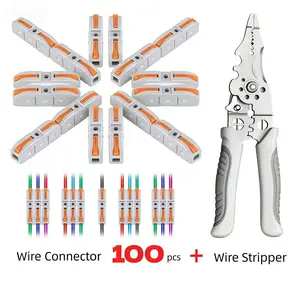 Multi-Purpose Electrical Wire Connectors Kit 50-100Pcs Quick Lever Wire Connectors with Wire Stripper for Household, Industrial & Automotive Wiring Repair