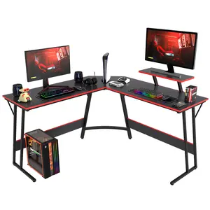 FDW L Shaped Desk Corner Gaming Desk Computer Desk with Large Desktop Studying and Working and Gaming for Home and Work Place,Black