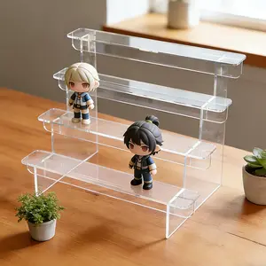 Transparent Acrylic Display Rack, Modern Minimalist Design, Multi-Level Organizer for Figurines, Models, Collectibles, Durable & Versatile