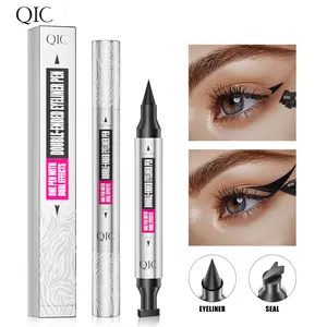 Beach Proof Eyeliner QIC 2 in 1 Double-Ended Stamp Eyeliner Waterproof Sweatproof Smudge-Proof Long-Lasting Black Tint Wingliner Easy Simple Eye Makeup