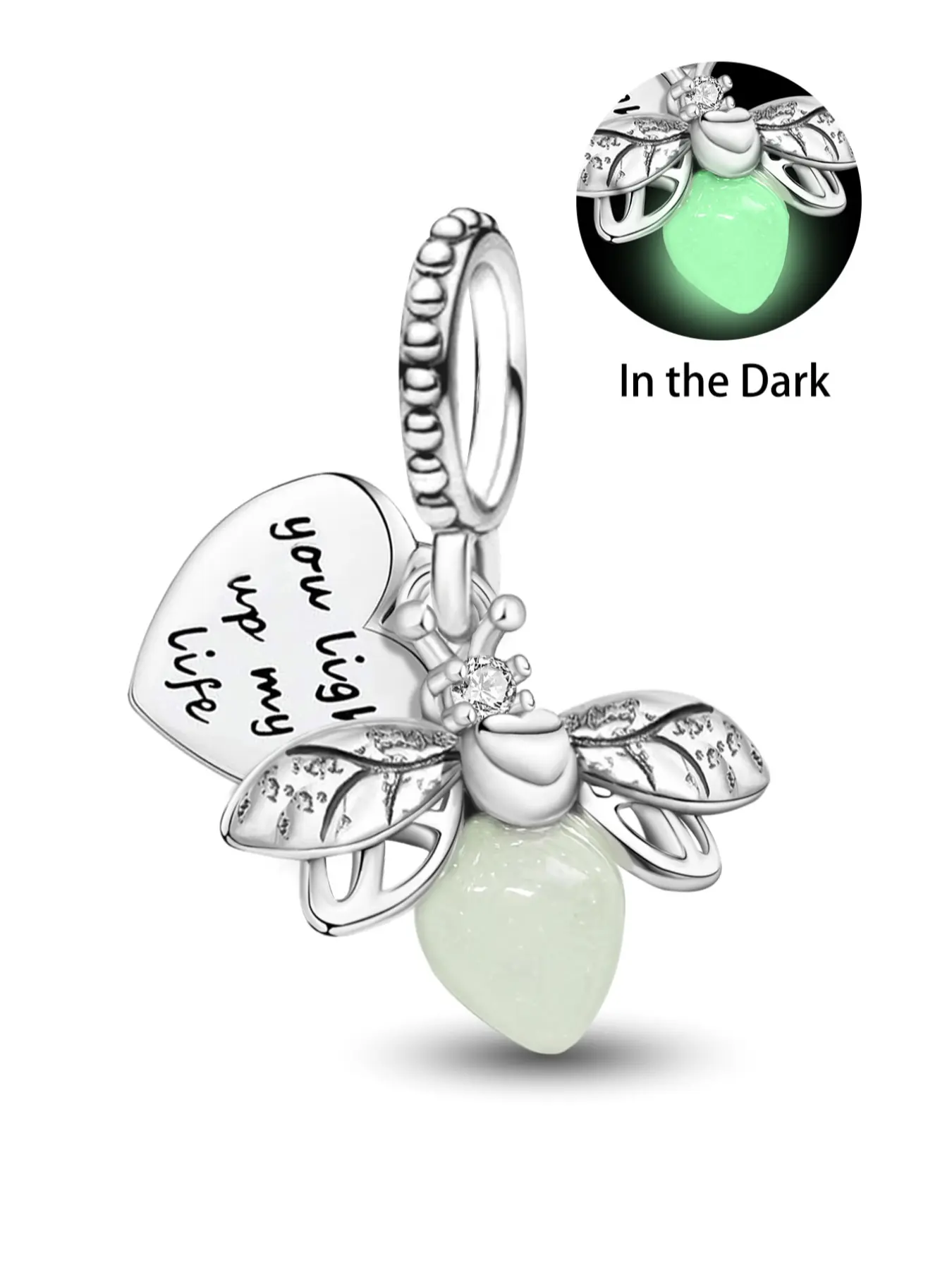 Butterfly & Flower Design Pendant, Rhinestone Decorated Pendant for Bracelet & Necklace, Fashion Accessories for Women & Girls, Luminescent Pendant