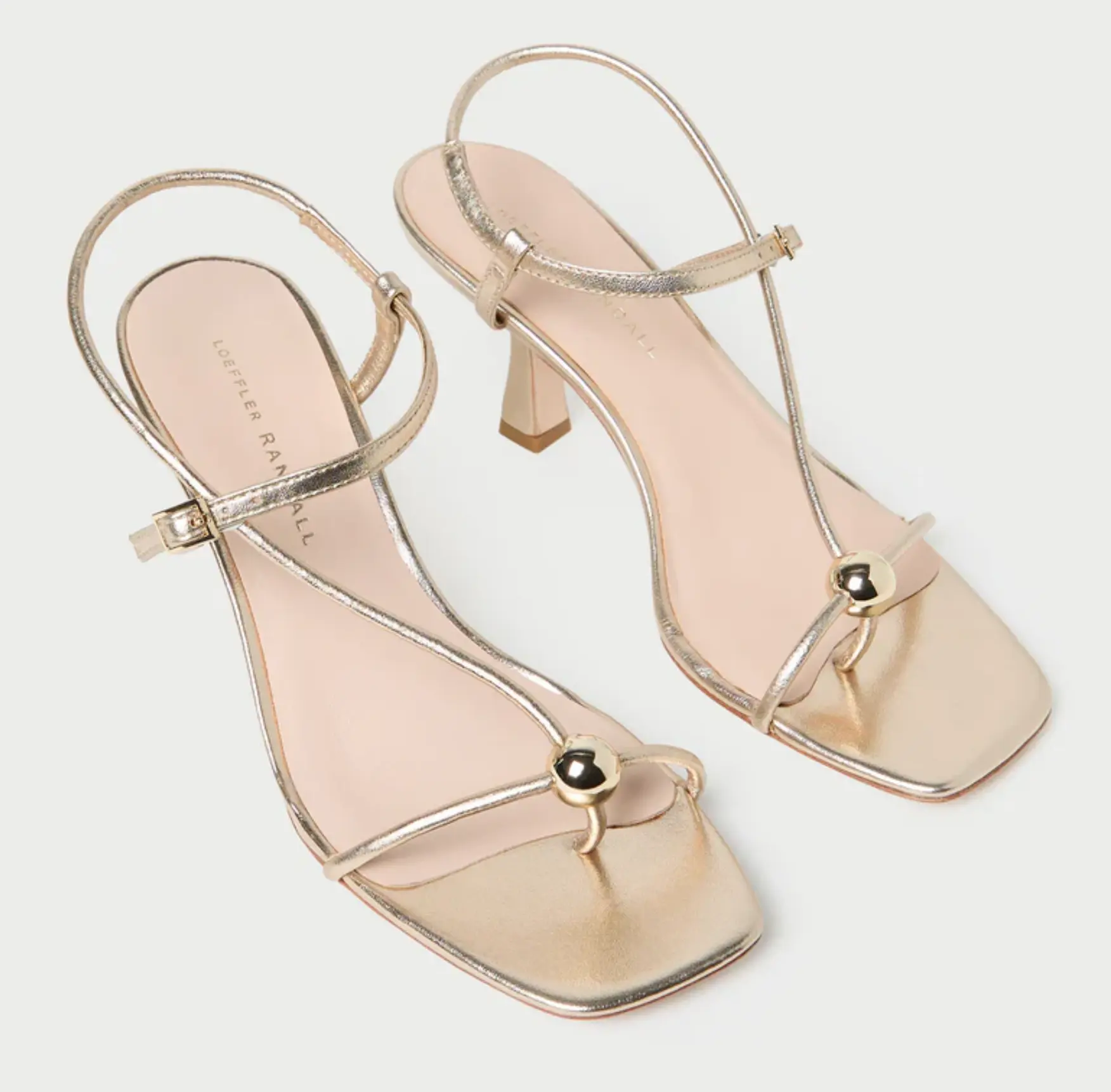 Triana Champagne Leather Mid-Heel Sandal 'Loeffler Randall'