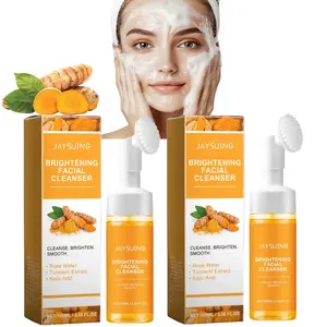 2Pcs Turmeric Brush Head Cleansing Cleanser, Enriched with Damascus Rose Water, Moisturizes and Cleanses Skin, Makeup Remover, Suitable for All Skin, Gift for Girls, Spontaneous Foaming, Easy to Use, Daily Facial Cleansing Use, Perfect Gift