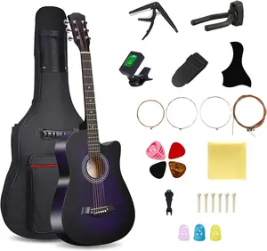 38inch  Acoustic Guitar, 6 Steel-String Acoustic Guitar With Guitar Bag, Elementary Tutorial of Folk Guitar for Beginners and Adults.
