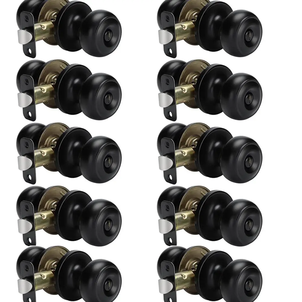 2/5/6/10 Pack Privacy Door Knob, Matte Black Door Knobs, Keyless Doorknobs Interior Door Lock, Black Interior Door Knobs for Bedroom or Bathroom Classic Round Doorknobs Hardware