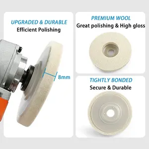 Wool polishing wheel for stone, ceramic, metal polishing, and glass; suitable as a polishing pad for angle grinders.