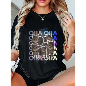 100% Cotton Spinning Cat Meme OIIAOIIA uiia Cat Brainrot Meme T-Shirt