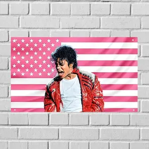 Michael Jackson US Wall Tapestry Flag, King of Pop Bedroom Wall Art, Music Room Decor Dorm Banner