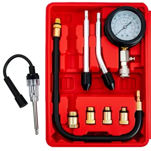 9PCS Engine Compression Tester Kit, Automotive Cylinder Pressure Gauge, Small Engine Compression Tester with Spark Plug Tester, 0-300 PSI for Cars, Motorcycles, Chainsaws & Outboard Motors