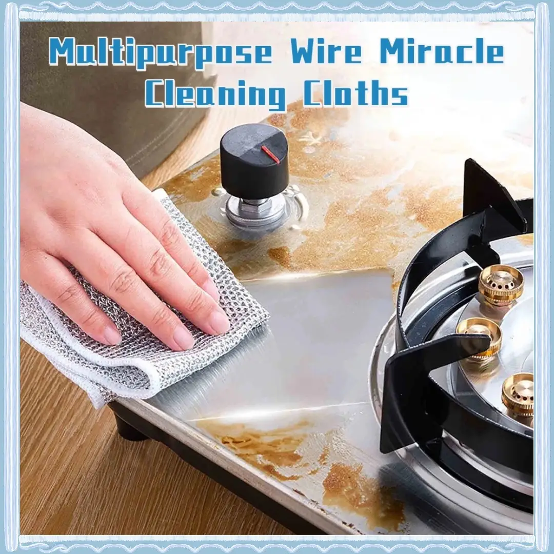 Multipurpose Wire Miracle Cleaning Cloths, 2025 New Scrubbing Wire Dishwashing Rags, Non-Scratch Kitchen Wire Dishcloth Rag for Cookware, Double-Layer