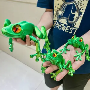 3D Printed Frog Statue, Unique Desktop Decoration and Collectible, Collectible Figurines, Cute Animal Action Model for Home Office Decor, 38cm + 16.5cm