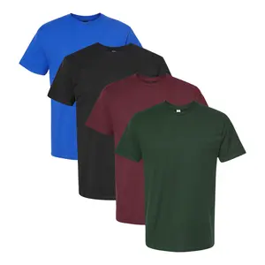 Tultex-Men's Poly-Rich T-Shirt, 3.6 oz. 65/35 Polyester/Ring-Spun USA Cotton Bulk Tee, Assorted Short Sleeve Crewneck Plain Tees, Mixed Color Solid T-shirts