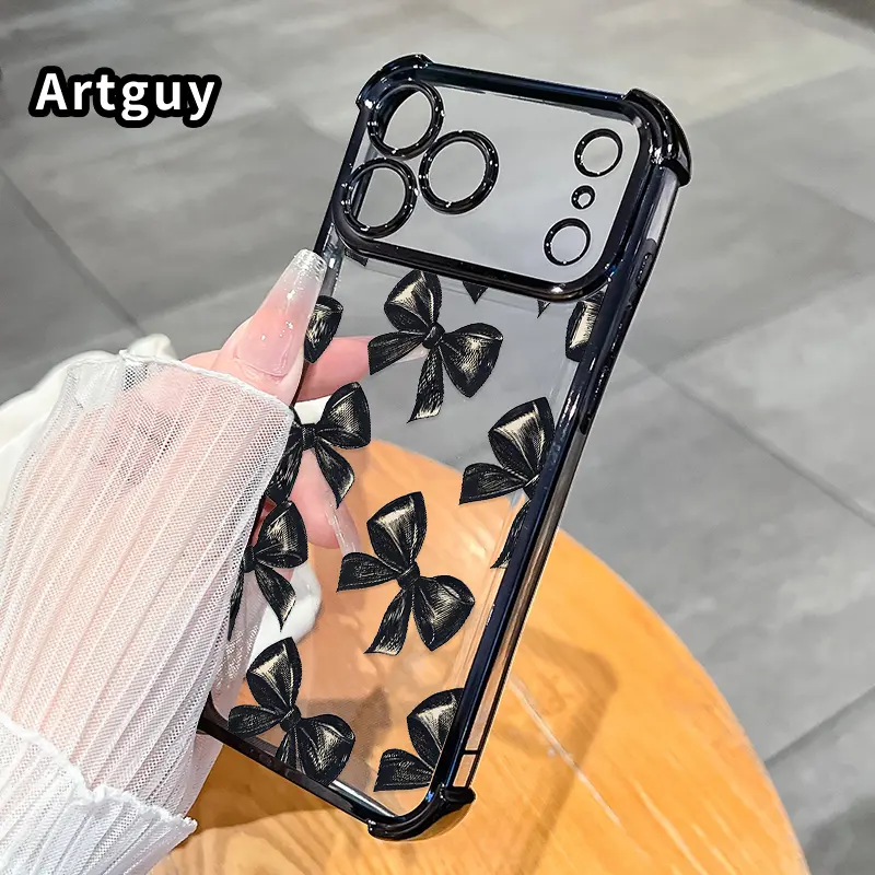 Four Corner Anti-Fall Bow - tie Pattern Phone Case for iPhone 17 Pro Max 16 Air 15 Plus 14 13 12 11 E Shockproof Transparent Electroplated Protective Cover - TikTok Shop Four Corner Anti-Fall Bow - tie Pattern Phone Case for iPhone 17 Pro Max 16 Air 15 Plus 14 13 12 11 E Shockproof Transparent Electroplated Protective Cover - TikTok Shop