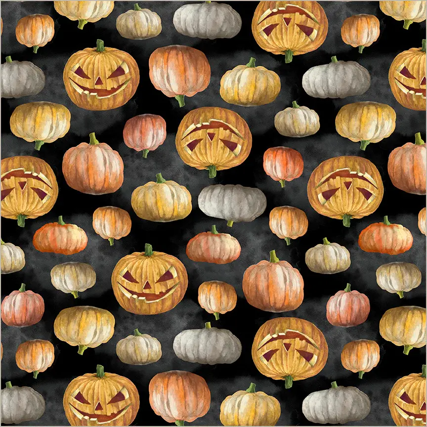 Fabric Windham Night Jack o' Lantern Happy Haunting by the Quarter Yard 55180-1