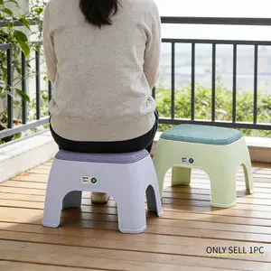 1pc Luxury Leather Texture Plastic Stool, Non-Slip Load-Bearing Home Living Room Bathroom Seat, Stackable Space Saving Camping Portable Chair