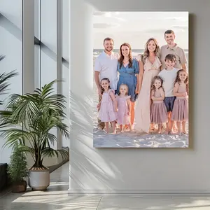 2D Flat 2D Wrapped Canvas Frame Custom Canvas Painting With Wooden Frame- Personalize With Your Family, Brothers And, Parents- Child Photos- Living Room, Bedroom, Study Room Decoration- Unique Holiday, Upload, Holiday