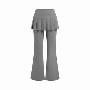 Cider Cotton-blend Low Rise Pleated Flared Trousers