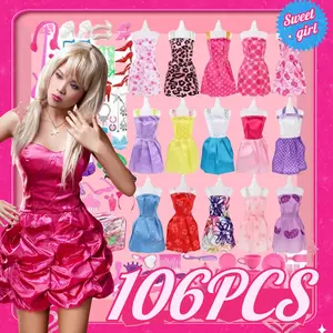 Random Color Doll Shoes Boots Mini Dress Handbag DIY Dollhouse Toy Accessories