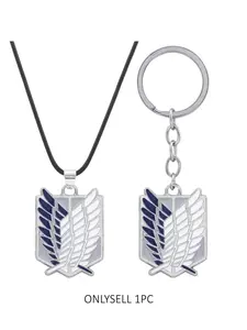 Attack on Titan Keychain Necklace, Four Armies Freedom Wing Emblem Pendant, Casual Style, All Seasons, Alloy Material, Geometric Pattern