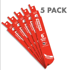 DIABLO 6in. 14/18 TPI Steel Demon Bi-Metal Reciprocating Saw Blades for Medium Metal Cutting (5-Pack)