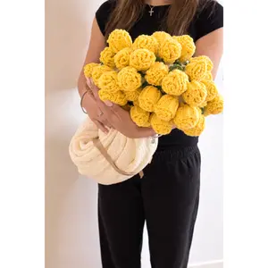 Crochet Flower Yellow Rose Bouquet Blanket