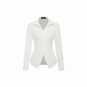 Cider Stretch Cotton-blend Collar Button Long Sleeve Shirt