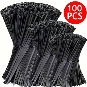100 Nylon Zip Ties, Multiple Sizes (16-inch/8-inch/6-inch), High-Strength, UV-Resistant, Self-Locking Cable Ties for Home and Office Cable Management