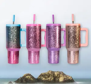 【 Arrives in 3 days】Bluepink 40oz Stainless Steel Tumbler with Straw｜insulated｜drinkware｜flasks｜bottled｜Fast Shipping ｜Leak-Proof & Insulated Glass Cup｜ keeps cold for 24 hours｜Portable Mug Water Bottles ｜tumbler travel mug｜Drinkware Flasks
