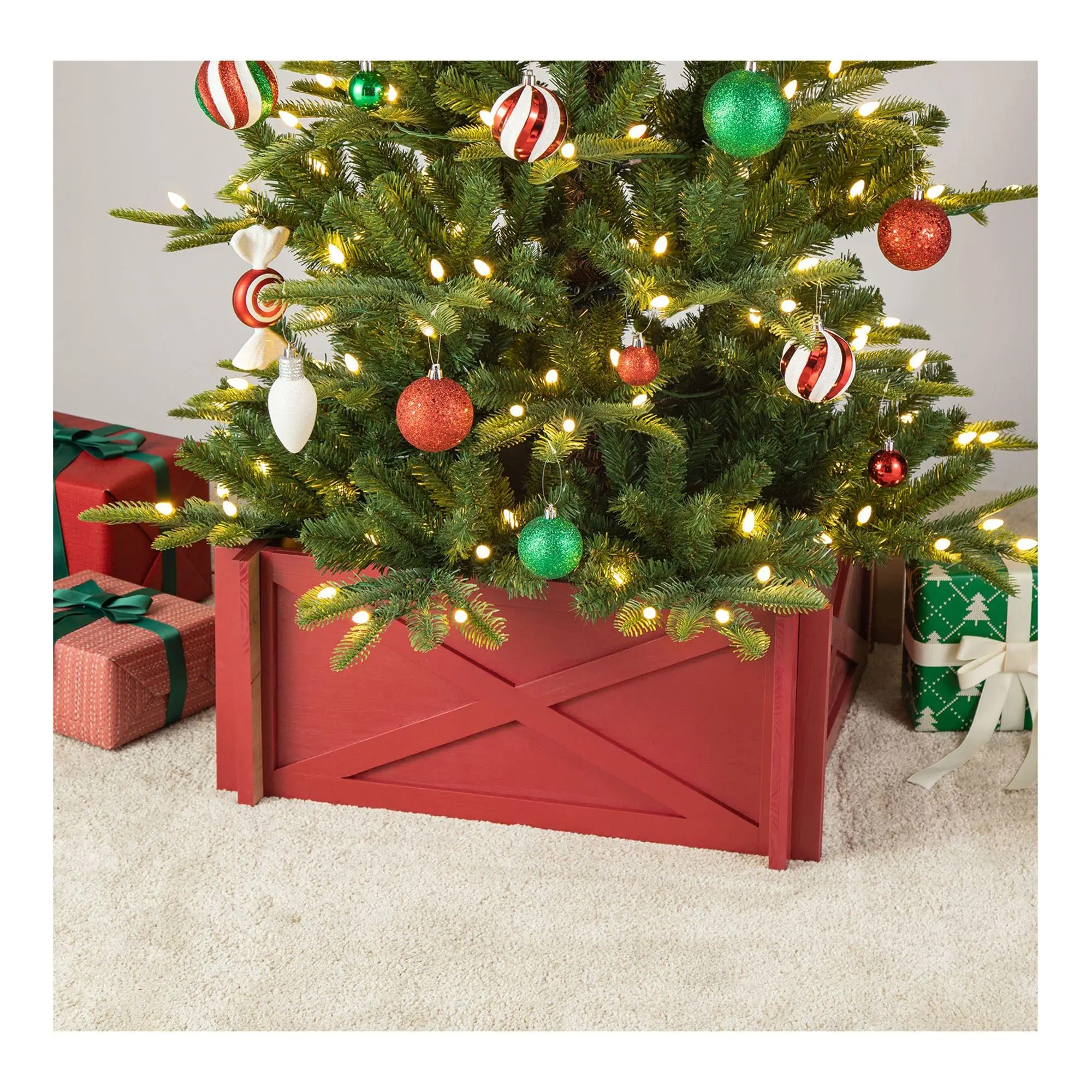 Glitzhome 24.5"L Wooden Christmas Tree Collar