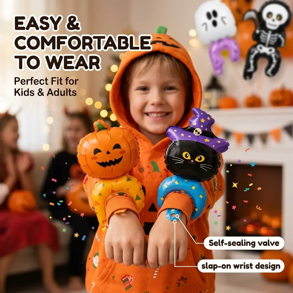 30pcs Halloween Bracelet Balloons - Festive Party Prank Props & Balloon Decor for Kindergartens, Villas, Parties