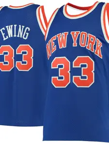 Blue 33 Number Basketball Vest Unisex Breathable Mesh Performance, Essential for Watching Games, Loose-Fitting Long Sleeve Sportswear