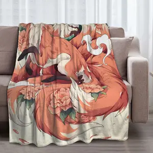 Throw Blanket, Super Soft Flannel Blankets with Fox Patterns, Cozy, Fluffy and Warm for Couch, Sofa, Bed, Office, Camping and Picnic. 80 × 60 in