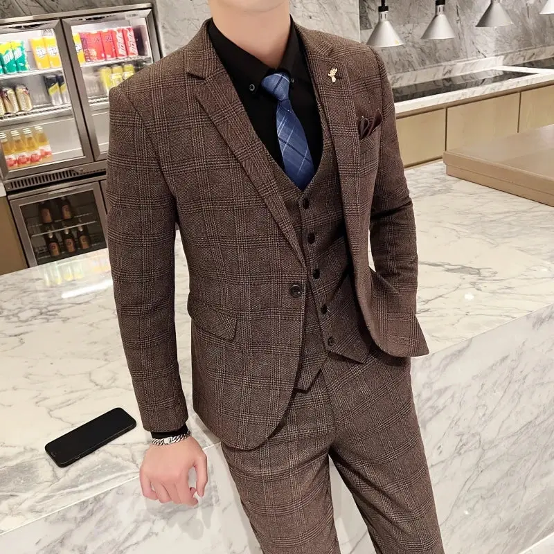 Men's Slim Fit Three Piece Suit Set by Banquet Blaze All In One Formal Wedding Banquet Wear for Stylish Men
