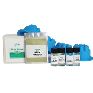 Soap Making Kit - Neem & Essential Oil Shampoo Bar Kit - Shea Butter Soap Base, Neem Powder, Massage Bar Soap Mold, Essential Oils