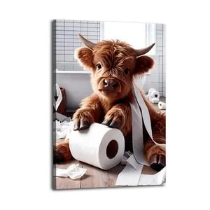 Cute Highland Poster Bedroom Aesthetic Decorative Painting Printed Product Aesthetic Art Living Room Poster Painting Wall Home Art Decoration