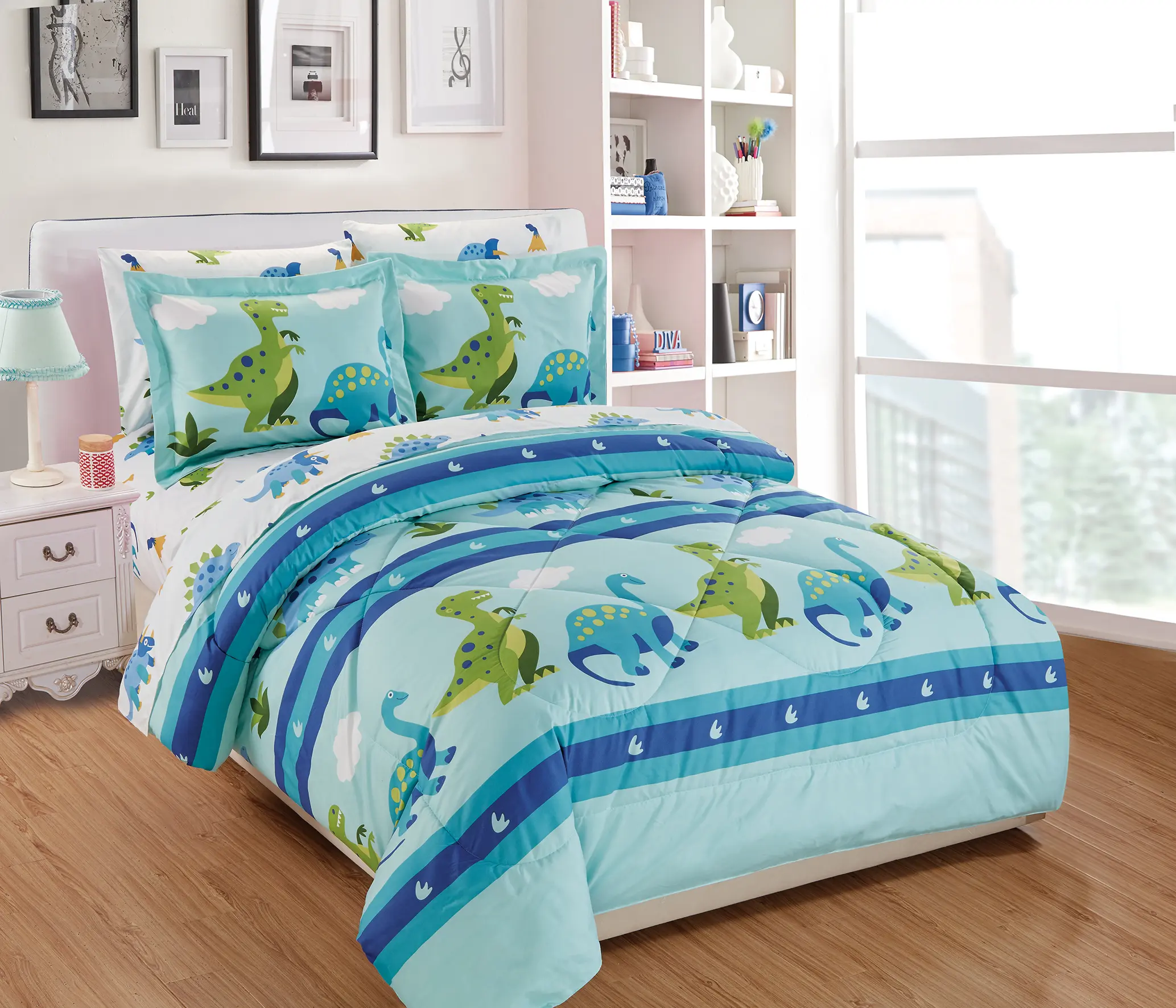 Luxury Home Collection 7 Piece Full Size Multicolor Comforter Bedding Set/Bed in A Bag with Sheets Fun Design
