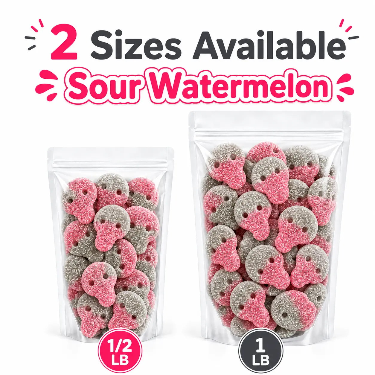 Swedish Vegan Sour candy Watermelon Skulls - Gelatin-Free Gluten-Free Gummies for a Tangy Delight
