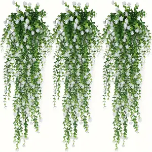 UV Aging Resistant Artificial Ivy Hanging Plant, Real Leaves & Flowers, Detachable Leaves, Wedding Festival Decor, Indoor Outdoor Use