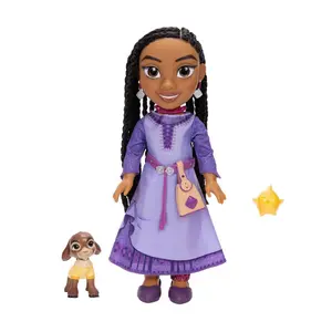 Disney's 14'' Wish Singing Asha Doll with Valentino & Star - Traditional Braided Hair, Singing & Talking Features, Includes Accessories for Play - Perfect for Ages 3+