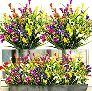 BEGINS Artificial Flower 10pcs/set Faux Calla Lily Flower Arrangement Bouquet Synthetic Lifelike Decor for Home Party Festival Mixed Colorful