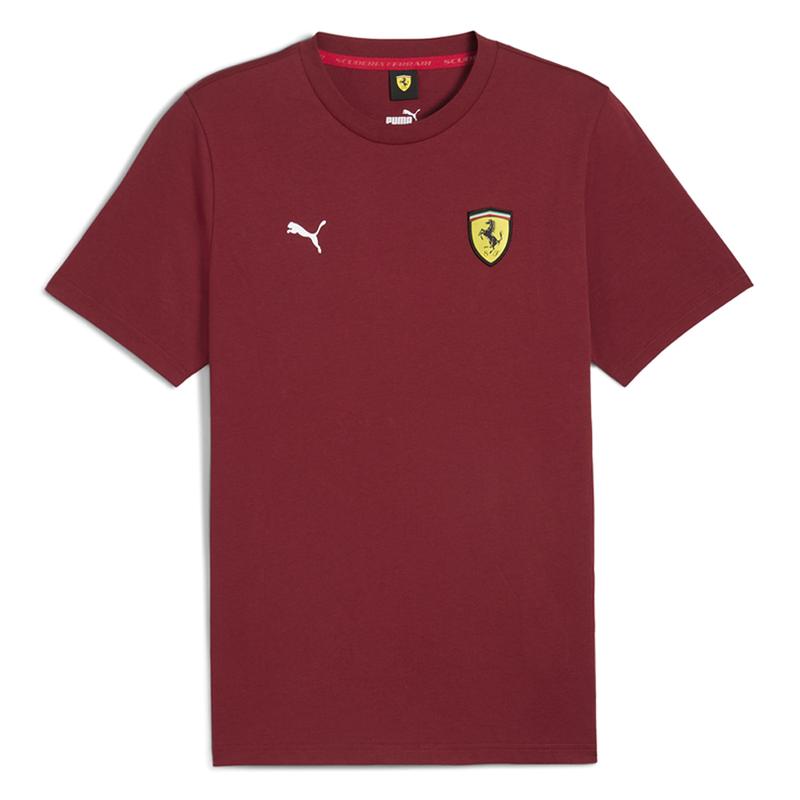 PUMA Mens Scuderia Ferrari Race Colored Shield Crew Neck Short Sleeve Casual Tops Casual - Red