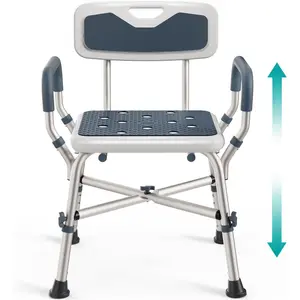 Shower Chair for  and  (450lb) with Padded Armrests and , Adjustable Height Shower Seat, Heavy Duty Shower Chairs for Inside Shower, Handicap - Blue