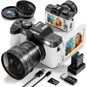 True 5K Digital Cameras for Photography 64MP - 16X Zoom, WiFi, with 64GB TF Card, Wide-Angle & Macro Lens, Autofocus & Anti-Shake, Vlogging Camera for YouTube Travel (White)