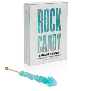 Candy Envy - Light Blue Rock Candy Sugar Sticks - Cotton Candy Flavored - 12 Indiv. Wrapped