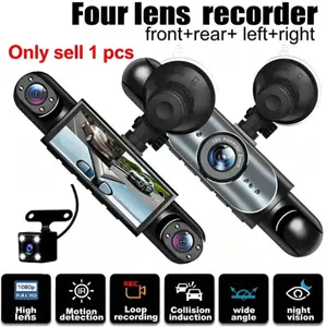 4K 1080P 4-Channel Dash Cam, Triple Lens Car Dvr, 3.16-Inch IPS Display, 64GB SD Card, Parking Mode, G-Sensor, Night Vision, Loop Recording, Car Camera
