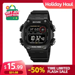 SKMEI Outdoor Mountaineering Electronic Watch Night Light Function Timer Alarm Clock Weekly Calendar Fashion Style Men's Watch 5ATM Waterproof