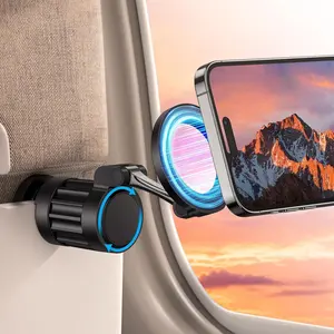 360° Rotating Magnetic Airplane Phone Holder, Adjustable Foldable Universal Phone Stand, Travel Portable Phone Stand, Magnetic Desktop Stand