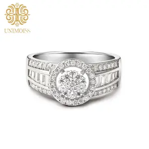 Unimoiss 61-Stone VVS Lab-Created Moissanite Ring in Sterling Silver, Hypoallergenic & Tarnish-Resistant, Unisex for Daily/Party/Formal Wear, Ideal Gift for Birthdays & Anniversaries.