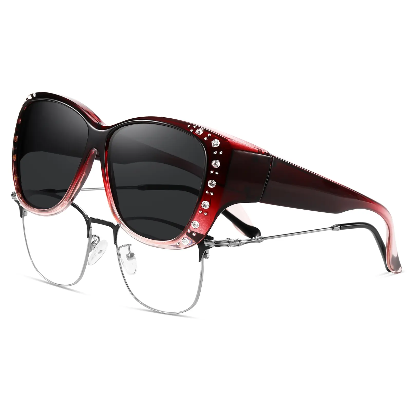 M Size Gradient Red Frame Grey Lens