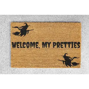 Halloween Doormat, Welcome My Pretties, Spooky Welcome Mat, Front Porch Decor, Fall Outdoor Decor, Witchy Doormat, Halloween Housewarming